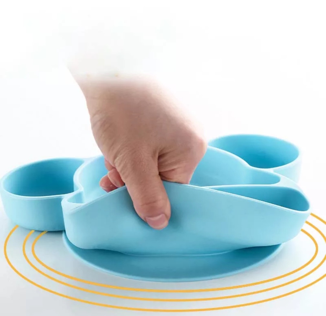 Platos para bebé Platos de silicona para bebés, ventosa dividida